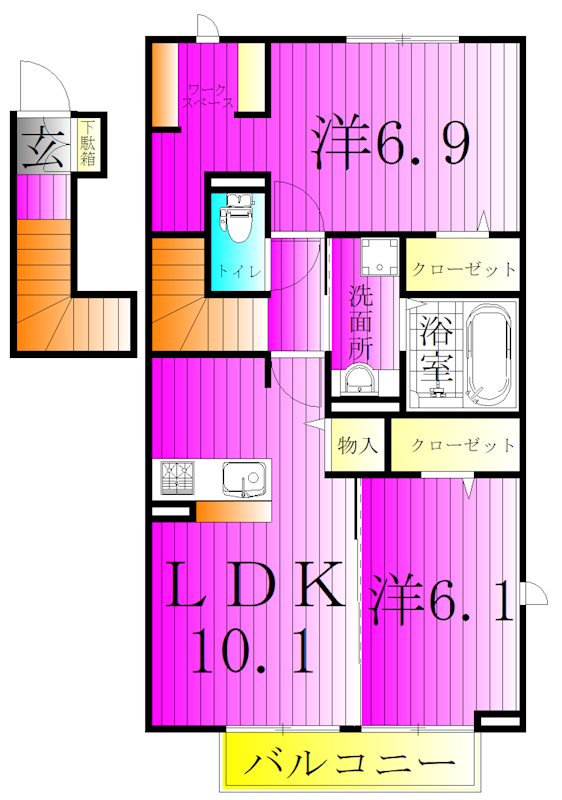 ジュモンターニュ 201号室 間取り