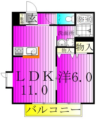 グリーンルーフ 102号室 間取り