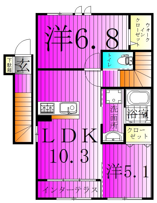 アールＵⅡ 202号室 間取り