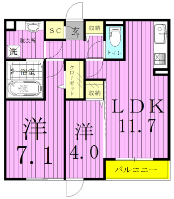 アゼリア松戸 210号室 間取り