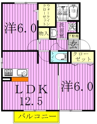 Ｋ－ウェルⅢ 101号室 間取り