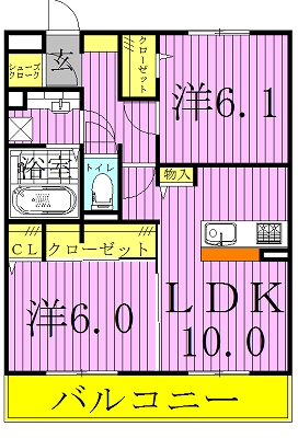 グランフェリシア 102号室 間取り