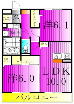 グランフェリシア 102号室 間取り