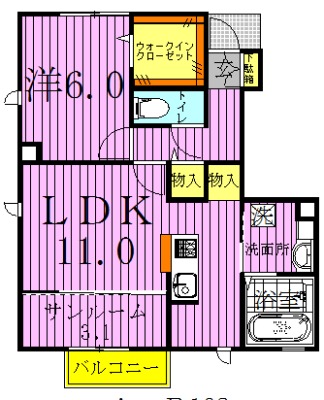 フォレステージ　イーストB 102号室 間取り