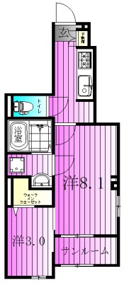 グレイシャス 101号室 間取り