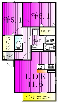 ペンブローク 202号室 間取り