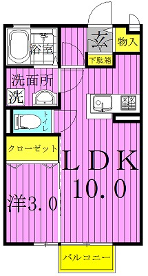 カノンベル 108号室 間取り