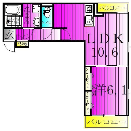 ヴィルドミール柴崎台 202号室 間取り