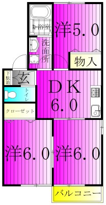 グリーンヒルズ中峠台 D 201号室 間取り