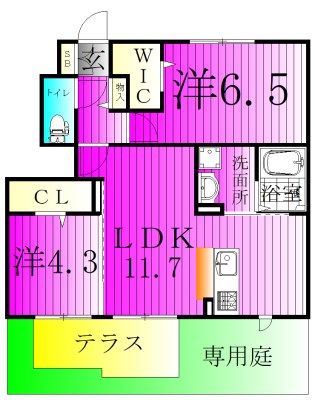 アシェルパークⅡ　 103号室 間取り