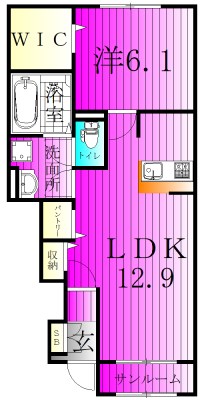 フィオーレ 104号室 間取り