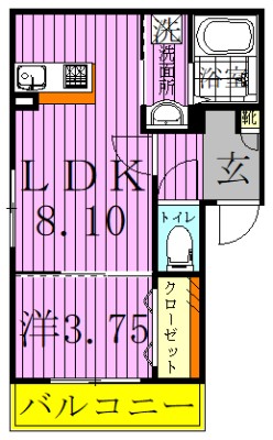 オークプレイス 201号室 間取り