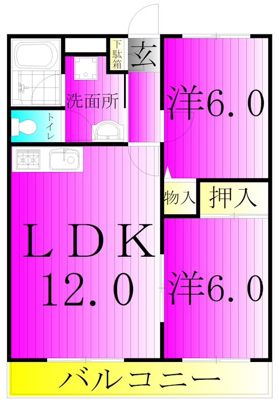 ベルレージュ南柏 102号室 間取り