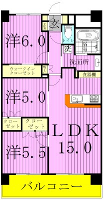 パレステージ松戸北小金 505号室 間取り