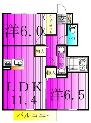 アシェルパークⅠ 105号室 間取り