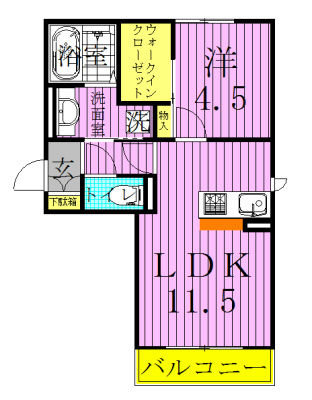 メルヴェイユおおたかの森 201号室 間取り