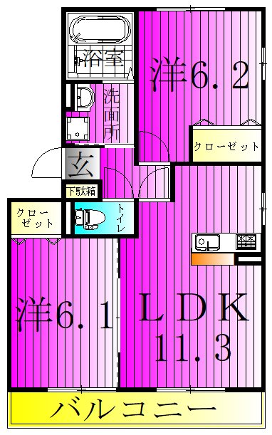 カシータⅢ 201号室 間取り