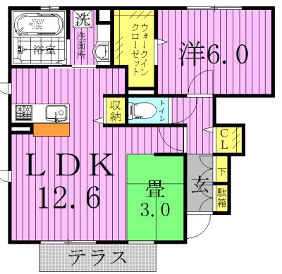 ソレイユＢ 101号室 間取り