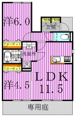 サントビーレジデンスⅡ 105号室 間取り