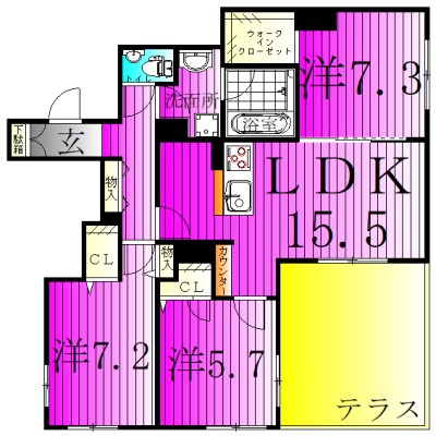 Grandy Villa ohtakanomori Ⅱ 102号室 間取り