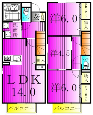 アシネス 102号室 間取り