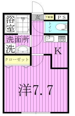 流山PS-1 103号室 間取り