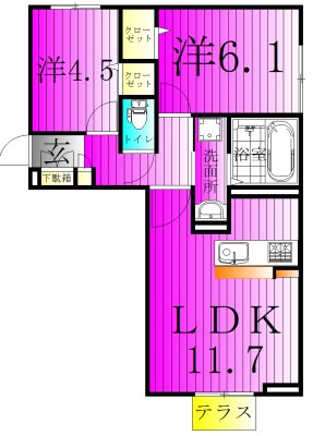 ハイピクチャー　C棟 101号室 間取り