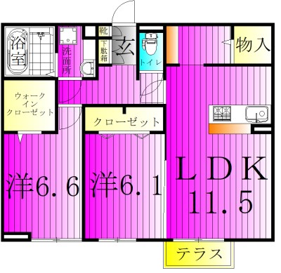 ハイピクチャー　E棟 102号室 間取り