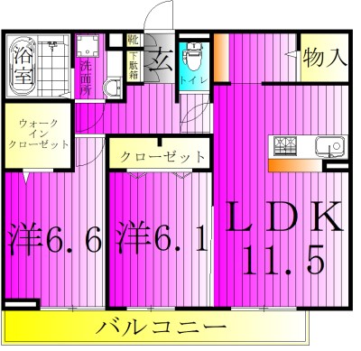 ハイピクチャー　E棟 202号室 間取り