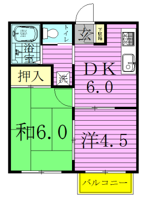 コーポアサヒ 101号室 間取り
