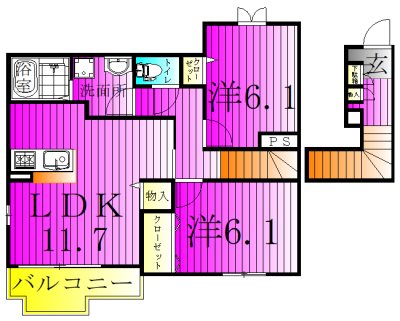 ボンヌ　シャンスＢ 203号室 間取り