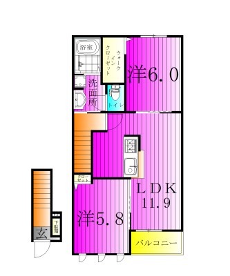 オリーブ 202号室 間取り