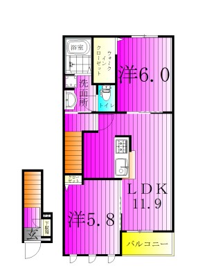 オリーブ 204号室 間取り