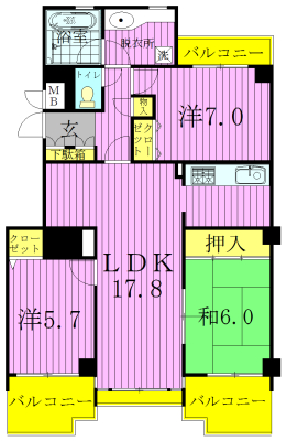 コスモ柏２ 303号室 間取り