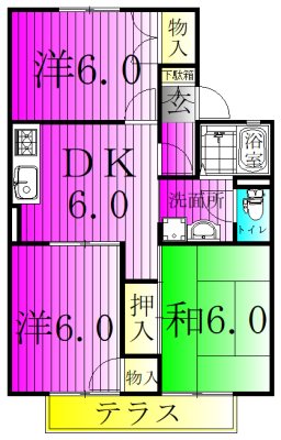 フラワーハイツ菅谷Ａ 102号室 間取り