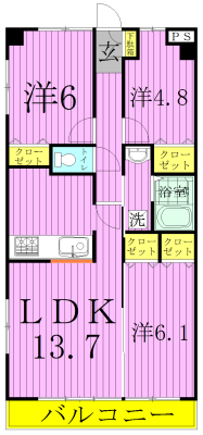 サンシャイン柏の葉 401号室 間取り