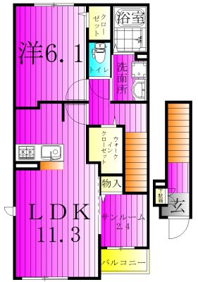 花水木の里B 201号室 間取り