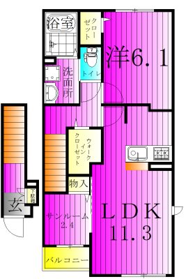 花水木の里B 203号室 間取り