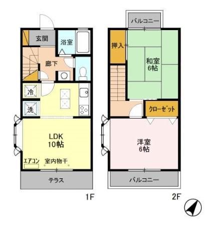 タウンハウス豊四季 110号室 間取り