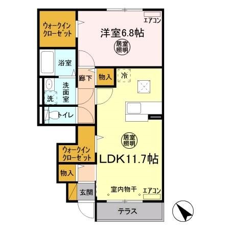 サンクレージュ 103号室 間取り