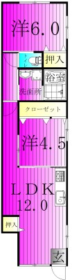 Like高野山B棟 102号室 間取り