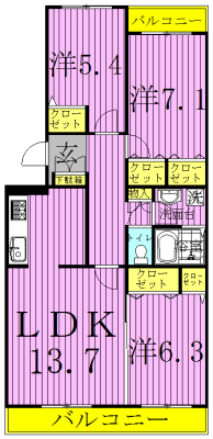 パパベル旭町 202号室 間取り