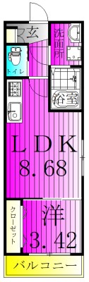 YK南流山 101号室 間取り