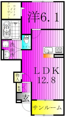 ヴェルドミール緑台Ⅱ 102号室 間取り