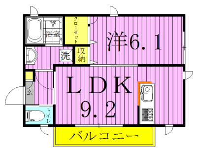 ザ・クリック 201号室 間取り