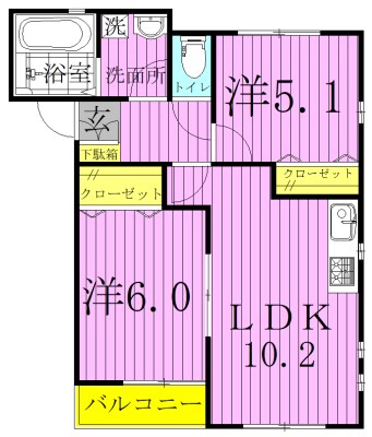 メルヴェーユ 201号室 間取り