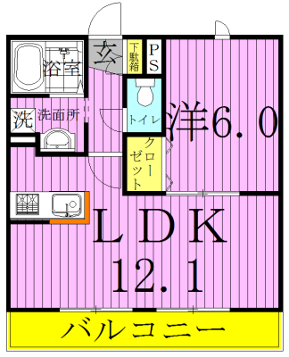 グランドソレイユ  303号室 間取り