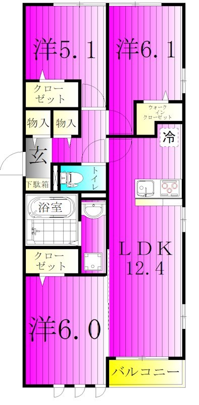 マニフィーク 301号室 間取り