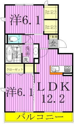 アローフィールドＢ 105号室 間取り