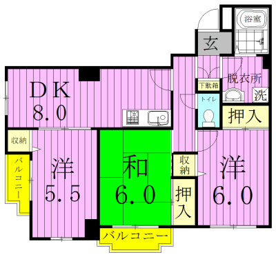 ソレイユ八柱 303号室 間取り